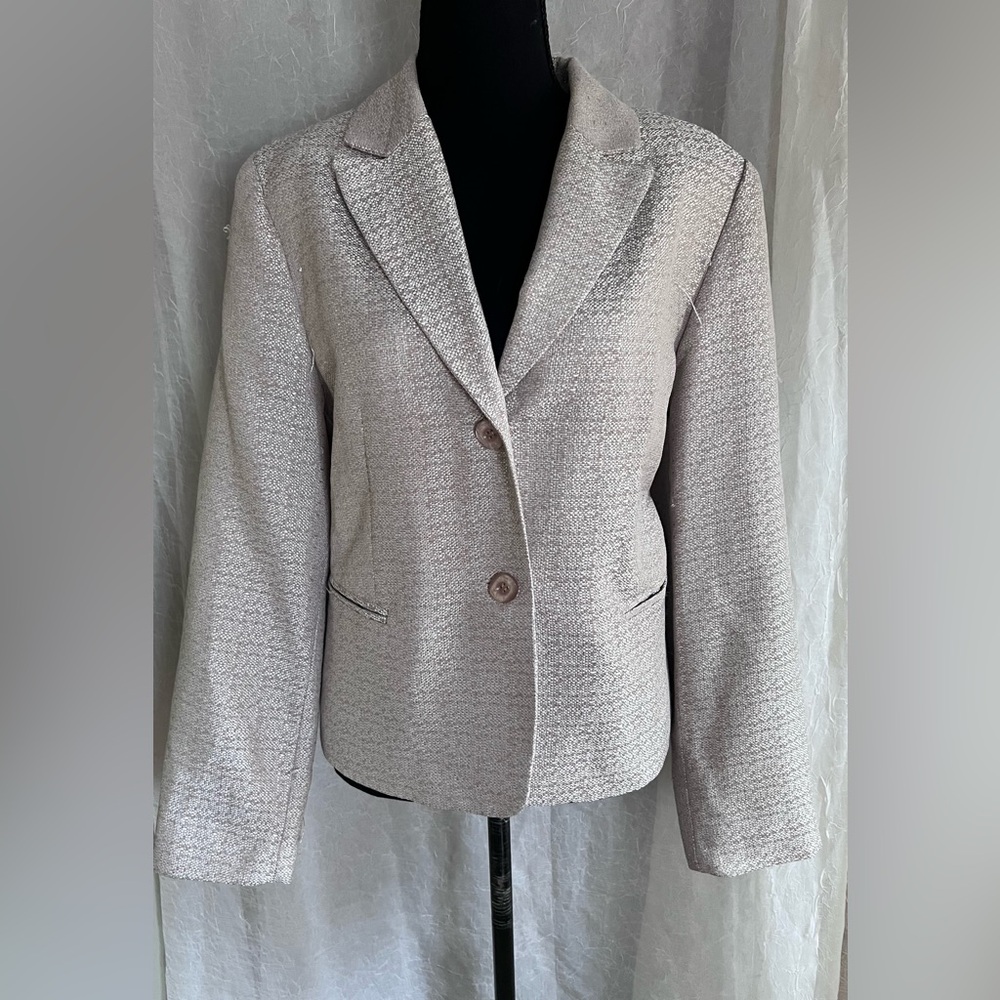 Vintage metallic silver & beige blazer